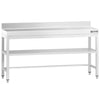 Commercial Stainless Steel Table with Upstand PREMIUM - 2000x800mm - with Undershelf - with Rear Upstand - with Additional Undershelf (mid-shelf) - with Cross Bracing