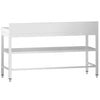 Commercial Stainless Steel Table with Upstand PREMIUM - 2000x600mm - with Undershelf - with Rear Upstand - with Cross Bracing