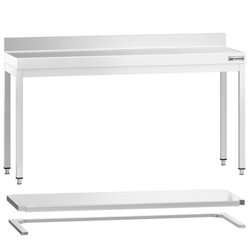 Stół roboczy ze stali nierdzewnej PREMIUM - 2000x700 mm - z dolną półką, panelem tylnym & rozpórką - Prime Gastro