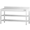 Commercial Stainless Steel Table with Upstand PREMIUM - 2000x800mm - with Undershelf - with Rear Upstand - with 2 Undershelves - with Additional Undershelf (mid-shelf) - with Cross Bracing
