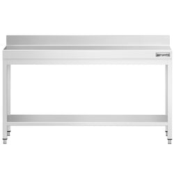 Stół roboczy ze stali nierdzewnej PREMIUM - 2000x600mm - z półką dolną i panelem tylnym