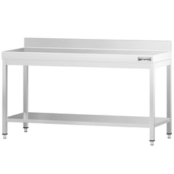Stół roboczy ze stali nierdzewnej PREMIUM - 2000x600mm - z półką dolną i panelem tylnym