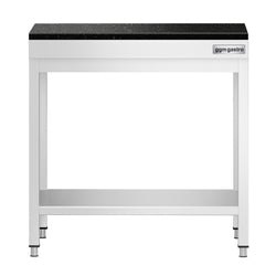 Stół roboczy centralny ze stali nierdzewnej PREMIUM - 600x600mm - z półką - z blatem granitowym