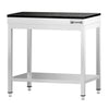 Stół roboczy centralny ze stali nierdzewnej PREMIUM - 600x600mm - z półką - z blatem granitowym