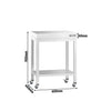 Stół roboczy PREMIUM – stal nierdzewna – 600 x 600 mm – z półką dolną i kółkami