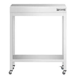 Stół roboczy ze stali nierdzewnej PREMIUM – 600 x 600 mm – z półką dolną i kółkami