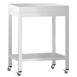 Stół roboczy ze stali nierdzewnej PREMIUM – 600 x 700 mm – z półką dolną i kółkami