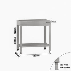 Stół roboczy ze stali nierdzewnej ECO - 600 x 700 mm - z podstawą