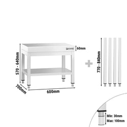 Stół podblatowy ze stali nierdzewnej 600 x 700 mm – z podstawą