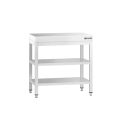 Stół roboczy ze stali nierdzewnej PREMIUM - 600x600 mm - z półką dolną i półką pośrednią