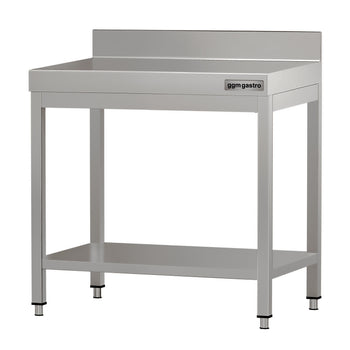 Stół roboczy ze stali nierdzewnej ECO - 600x700 mm - z półką dolną i panelem tylnym - Prime Gastro