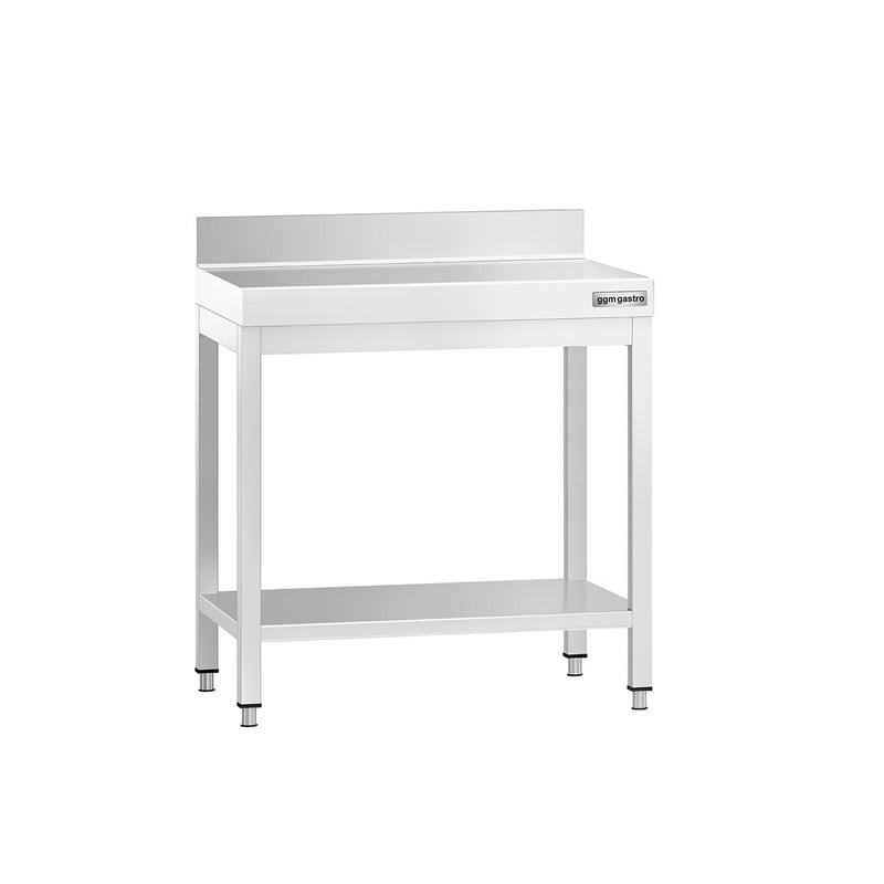 Stół roboczy ze stali nierdzewnej PREMIUM - 600x700mm - z półką dolną i panelem tylnym