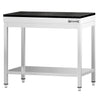 Stół roboczy centralny ze stali nierdzewnej PREMIUM - 700x700mm - z półką - z blatem granitowym