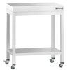 Stół roboczy ze stali nierdzewnej PREMIUM – 700 x 700 mm – z półką dolną i kółkami