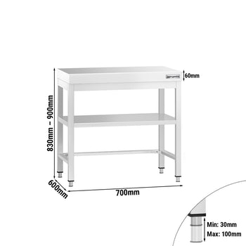 Stół roboczy ze stali nierdzewnej PREMIUM - 700x600 mm - z dolną półką i rozpórką - Prime Gastro