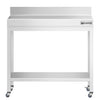 Stół roboczy PREMIUM – stal nierdzewna – 700 x 700 mm – z półką dolną, rantem i kółkami