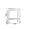 Stół roboczy ze stali nierdzewnej PREMIUM – 700 x 700 mm – z półką dolną i kółkami