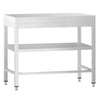 Commercial Stainless Steel Centre Table PREMIUM - 700x600mm - with Undershelf - with Cross Bracing