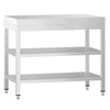 Commercial Stainless Steel Centre Table PREMIUM - 700x600mm - with Undershelf - with 2 Undershelves - with Cross Bracing