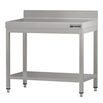 Stół roboczy ze stali nierdzewnej ECO - 700x700 mm - z półką dolną i panelem tylnym - Prime Gastro