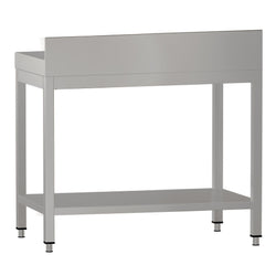 Stół roboczy ze stali nierdzewnej ECO - 700x700 mm - z półką dolną i panelem tylnym