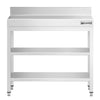 Stół roboczy przyścienny ze stali nierdzewnej PREMIUM - 700x600mm - z dwiema półkami & wzmocniony