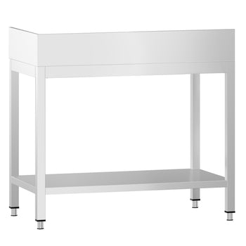 Stół roboczy ze stali nierdzewnej PREMIUM - 600x600 mm - z półką dolną i panelem tylnym z tyłu + z prawej strony - Prime Gastro