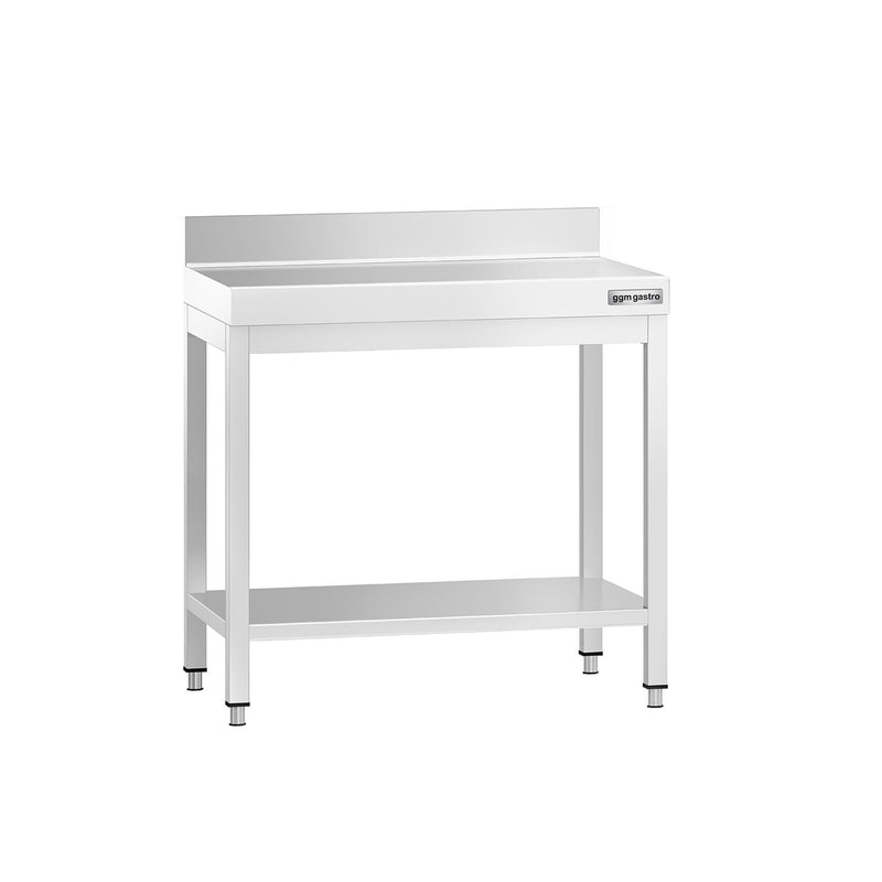 Stół produkcyjny przyścienny ze stali nierdzewnej PREMIUM - 700x700mm - z półką