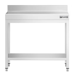 Stół roboczy ze stali nierdzewnej PREMIUM - 700x700mm - z półką dolną i panelem tylnym