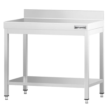 Stół roboczy ze stali nierdzewnej PREMIUM - 700x600mm - z półką dolną i panelem tylnym - Prime Gastro