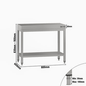 Stół roboczy ze stali nierdzewnej ECO - 800 x 600 mm - z podstawą - Prime Gastro