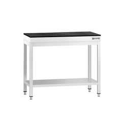 Stół roboczy centralny ze stali nierdzewnej PREMIUM - 800x700mm - z półką & wzmocniony - z blatem granitowym