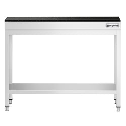 Stół roboczy centralny ze stali nierdzewnej PREMIUM - 800x700mm - z półką & wzmocniony - z blatem granitowym