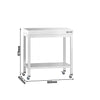 Stół roboczy ze stali nierdzewnej PREMIUM – 800 x 600 mm – z półką dolną i kółkami