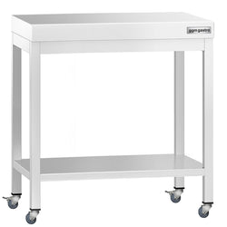 Stół roboczy ze stali nierdzewnej PREMIUM – 800 x 600 mm – z półką dolną i kółkami