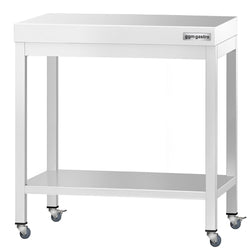 Stół roboczy ze stali nierdzewnej PREMIUM – 800 x 700 mm – z półką dolną i kółkami