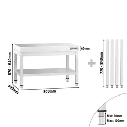 Stół podblatowy ze stali nierdzewnej 800 x 600 mm – z podstawą