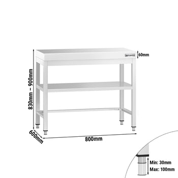 Stół roboczy ze stali nierdzewnej PREMIUM - 800x600 mm - z półką dolną i rozpórką - Prime Gastro