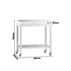 Stół roboczy ze stali nierdzewnej PREMIUM – 800 x 700 mm – z półką dolną i kółkami