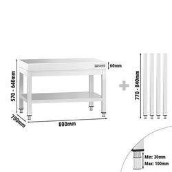 Stół z stali nierdzewnej 800 x 700 mm – z podstawą