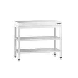Stół roboczy centralny ze stali nierdzewnej PREMIUM - 800x600mm - z dwiema półkami