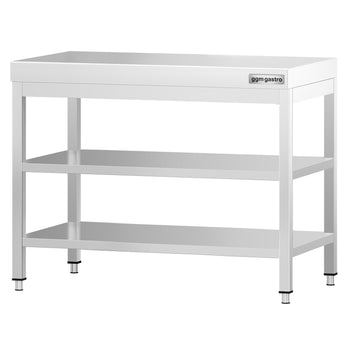 Stół roboczy ze stali nierdzewnej PREMIUM - 800x700 mm - z półką dolną i półką pośrednią - Prime Gastro