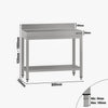 Stół roboczy ECO – stal nierdzewna – 800 x 700 mm – z półką dolną i rantem