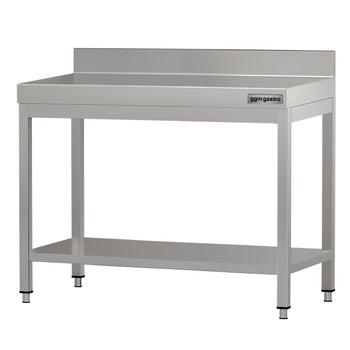 Stół roboczy ze stali nierdzewnej ECO - 800x700 mm - z półką dolną i panelem tylnym - Prime Gastro