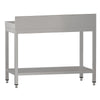 Stół roboczy ECO – stal nierdzewna – 800 x 700 mm – z półką dolną i rantem