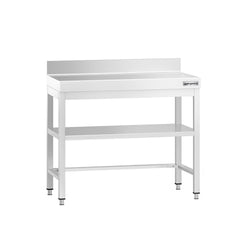 Stół roboczy przyścienny ze stali nierdzewnej PREMIUM - 800x600mm - z półką & wzmocniony
