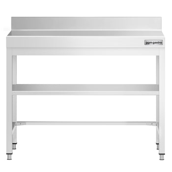 Stół roboczy ze stali nierdzewnej PREMIUM - 800x600 mm - z dolną półką, panelem tylnym i rozpórką - Prime Gastro
