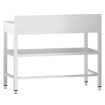 Stół roboczy ze stali nierdzewnej PREMIUM - 800x700 mm - z dolną półką, panelem tylnym i rozpórką - Prime Gastro