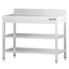 Commercial Stainless Steel Table with Upstand PREMIUM - 800x700mm - with Undershelf - with Rear Upstand - with 2 Undershelves - with Additional Undershelf (mid-shelf) - with Cross Bracing