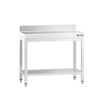 Commercial Stainless Steel Table with Upstand PREMIUM - 800x700mm - with Undershelf - with Rear Upstand - with Cross Bracing